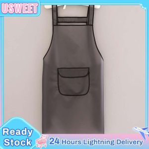 Black PVC Waterproof And Oil Resistant Transparent Apron For Men And Women Coffee Shop Work Uniform Kitchen Restaurant
