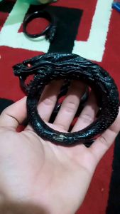 Gelang akar bahar hitam full ukir naga jumbo
