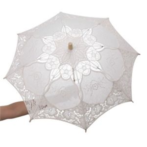 CURIO12 Wooden Handle Wedding Lace Umbrella Embroidery Floral Hollowed Prop Umbrella Photography Prop Cotton Parasol Umbrella Women