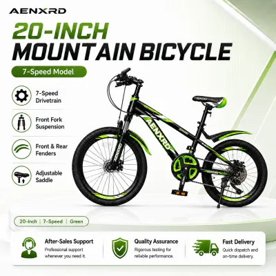 AENXRD Mountain Bike for Kids and Adults 20/24 Inch with Disc Brakes Shock Absorption Anti-slip Tires Youth and Childrens Model