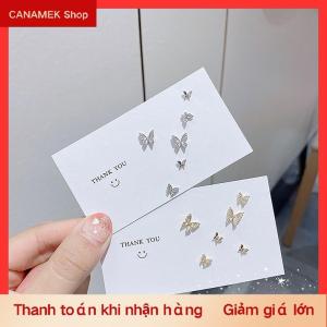 CS Bộ 6 chiếc khuyên tai nụ pha lê đơn giản dành cho nữ khuyên tai đá zircon hình bướm phụ kiện trang sức dự tiệc đám cưới đính hôn cho nữ