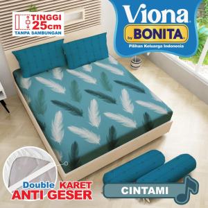 Sprei Viona by BONITA King Ukuran 180x200 cm Bantal 4 Tinggi 25 cm Bahan Microtex Double Karet