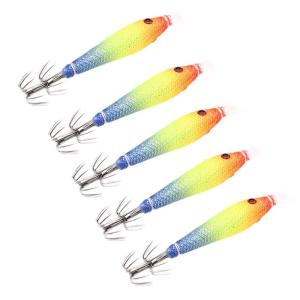 5Pcs Squid Jigs Lures Cuttlefish Sleeve Squid Jigs Baits Night Fishing Octopuses Lures Soft Artificial Shrimp Baits