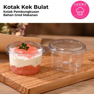 Bekas kek Disposable Plastic PET Round Pudding Cup Mousse Cup - Non Microwaveable