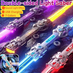 7 Colors Light Saber Toy 2-side Retractable Toys for Boys Light Sword with Sound Light USB Charging