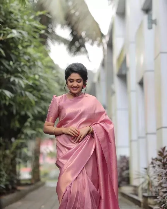 Light green saree & Blouse with golden zari weaving,Soft Banarasi Silk.