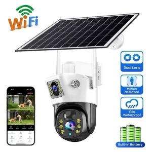 V380 Pro Three Lens 4G SIM Solar CCTV Camera Outdoor Waterproof Auto Tracking No Lighting Required