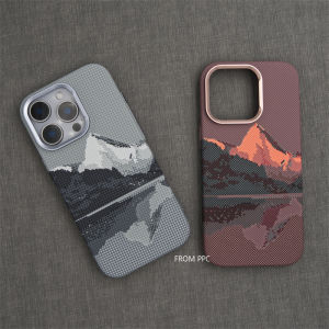 Case Funda for iPhone 16 17 Pro Max 15 Mountain Relief Carbon Color Hard Magnetic Phone Shell Independent Button Protective Hull