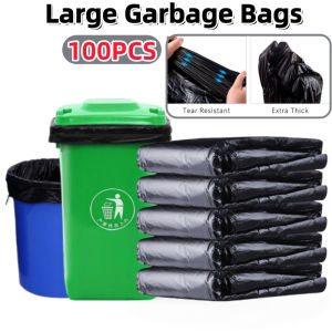 100pcs Garbage Bags Extra Strong Thick Trash Bags Heavy Duty Kitchen Waste Bin Liner Garbage Bag Garbage Roll in High Quality Enlarged Garbage and BagThickened Hotel Property Oversized Plastic Bags