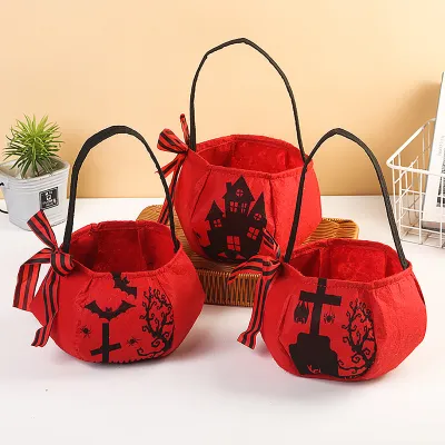 [Wondering] 3pcs Halloween Candy Bag Bow Candy Bag Portable Stereo Pumpkin Bag Halloween Gifts For Children.