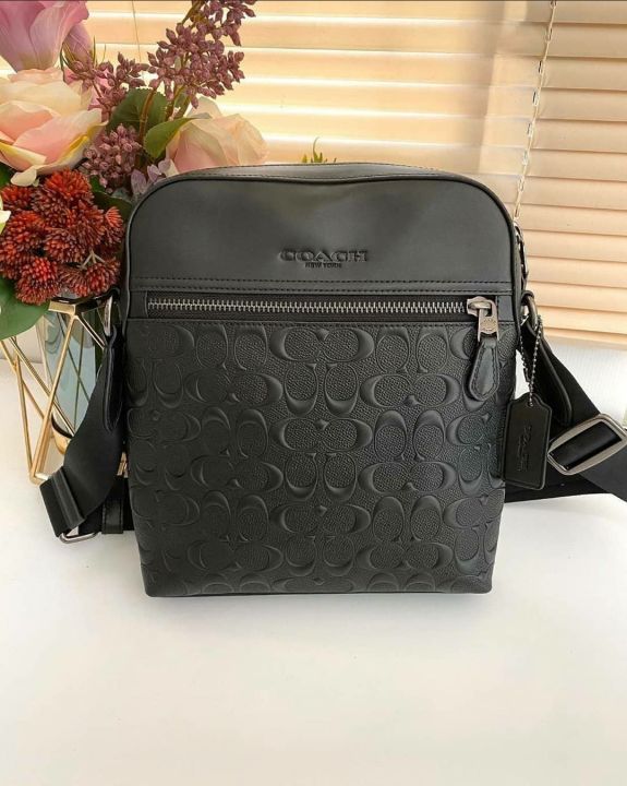 Original Coach F73338 Crossbody Bag Houston Flight Bag in Signature Crossgrain Leather and Refined Calf Leather Top Zip Black Lazada PH