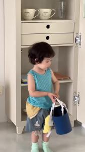 Boys striped vest and denim shorts set 2026 Summer baby clothes Korean-style childrens clothing childrens summer wear