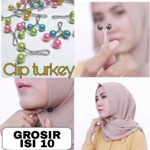 COD -10PCS -grosir Klip Turki Mutiara Jilbab Grosir / Clip Peniti Tuspin Hijab Kerudung / Klip Jilbab / Klip Hijab / Peniti Hijab/BROS