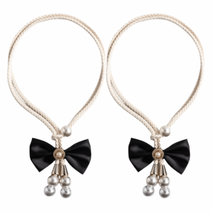 FOUNDTWO 2Pcs Modern Bows Curtain Tiebacks Adjustable Minimalist Curtain Ties Exquisite Artificial Pearl Curtain Holdbacks Sheer Curtains