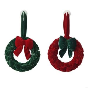 LETIGO Velvet Velvet Wreath Ornament Hanging Cord Round Mini Hanging Garland Elegant Mini Size Xmas Tree Pendant Christmas Tree