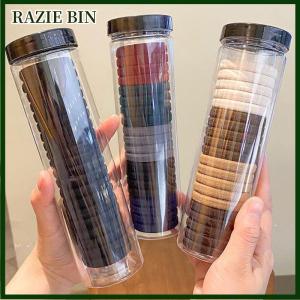 RAZIE BIN แหวนใส่ผ้าขนหนูกระป๋อง20ชิ้น กล่องยืดหยุ่นสูงไร้รอยต่อสีทึบที่มัดผมหางม้าเครื่องประดับผม