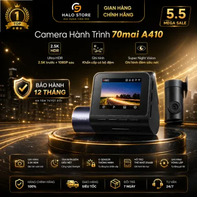 Camera Hành Trình 70mai A410 2.5K HDR Ghi Hình 2 Mắt Trước Sau Siêu Nét Giám Sát Đỗ Xe 24h