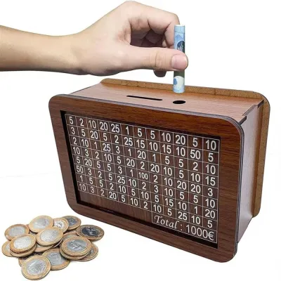 【COD&Fast Delivery】 Wooden Money Box Handmade Reusable Piggy Bank Home Use Crafts Money Saving Box Helps The Habit of Saving