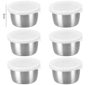 【On Sale】Sauce Cup Stainless Steel Salad Cup with Lid Seasoning Storage Box