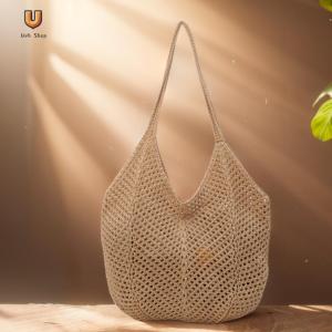 Women Knitting Shoulder Bag Solid Color Aesthetic Hobo Bag Large Capacity Knitted Tote Handbag Ladies Daily Handbag[Ueb Shop]