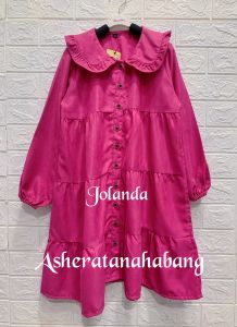 JOLANDA TUNIK ANAK CEWEK UMUR 4 - 16 TAHUN BAHAN BABY CODORAY IMPORT  TUNIK FULL KANCING FREEONGKIR CASHBACK BISA COD TUNIK SHANIA