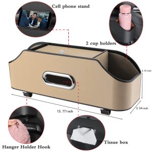 กระเป๋าเก็บเบาะหลังพนักพิงศีรษะรถยนต์ กระเป๋าเก็บของพนักพิงหลังที่นั่ง ตะขอ ที่วางแก้ว กล่องทิชชู่ ที่วางโทรศัพท์มือถือ กล่องเก็บของอเนกประสงค์สําหรับอุปกรณ์การเดินทางในรถยนต์