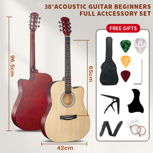 EXPOSE Folk Guitar 38 Inch Acoustic Guitar Low action Guitar For Beginners  Full Set With Capo Bag String