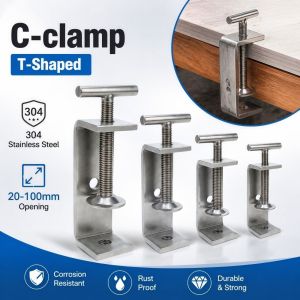 CLARO 1pc Hình chữ T Kẹp chữ C Có thể điều chỉnh Thép không gỉ 304 Kẹp vuông Chuyên nghiệp Khe hở 20-100mm Kẹp giữ cố định Phụ kiện phần cứng