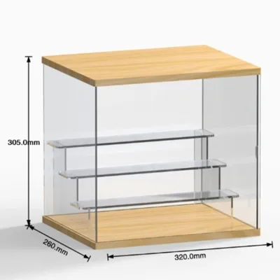 Illuminated 3-Tone LED Showcase with Detachable Reclaimed Wood Frame for Premium Collectible Figure Display