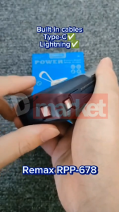 Remax RPP-678 10000mAh Powerbank Built-In Cable Pawer Bank 22.5W Fast Charging Power Bank Remax RPP678 Remax Powerbank Mini Pawer Bank