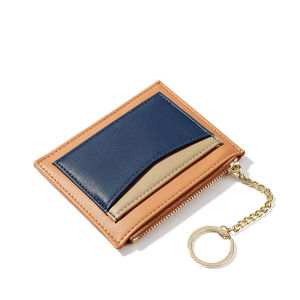 SHOULDCAT Women Thin Mini Wallet Card Holder Patchwork Key Chain Creative Minimalist