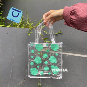 Tas Mika Transparan Motif Daun Monstera Siap Kirim