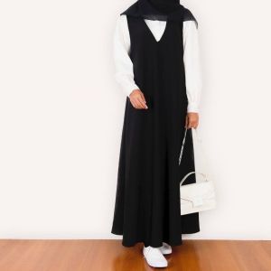 Atasan Muslim Salva Inner Long Dress Varian Balck Size S M L XL