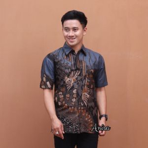 SIZE M L XL XXL BSWART Batik HRB026 Kenongo Hem Pendek Padi Pekalongan M L XL Batik Pria MURAH