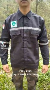 Seragam Kerja Proyek/ Baju Kerja Lengan Panjang/ Pakaian Kerja/ Wearpack Werpak Warna Dongker-Orange