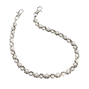 Elegant Pearls Accented Metal Waist Chain For Women Lightweight Adjustable Trouser Chain Accessory With Secure Clasp