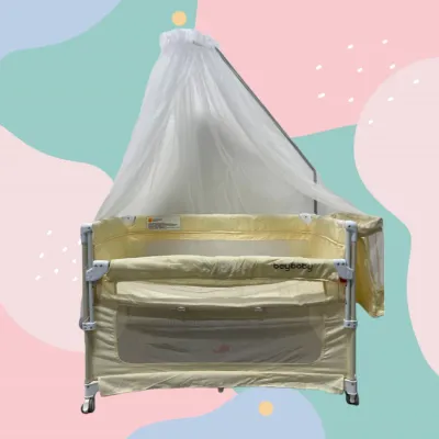 Baby Crib For Baby 2 Level With Free Mosquito Net Large Space Baby Playpen Bed Folding Baby Bed For Toddler Travel Cot Portable Cot Baby Bedside Bed
