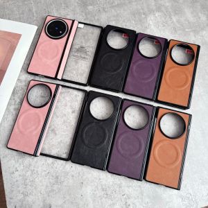 For VIVO X Fold 5 Case Luxury PU Leather MagSafe Film Protective Back Cover Case For VIVO X Fold 3 Pro Fold5 Shell