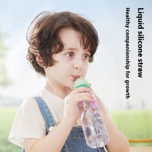 ASRV Cute Dinosaur Anti-Choking Kids Drink Bottle Lid with Straw Portable Converter