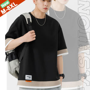 Summer T-Shirts Men Drop Shoulder Male Tshirts Korean Plus Size 6XL 7XL 8XL T Shirts Oversized Tee Top Boy Clothes Man Free Ship