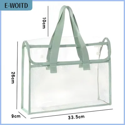 【E-WOITD】 1 Large Capacity Portable Transparent Waterproof Handheld Folder Expandable File Storage Bag PVC Self-adhesive File Bag