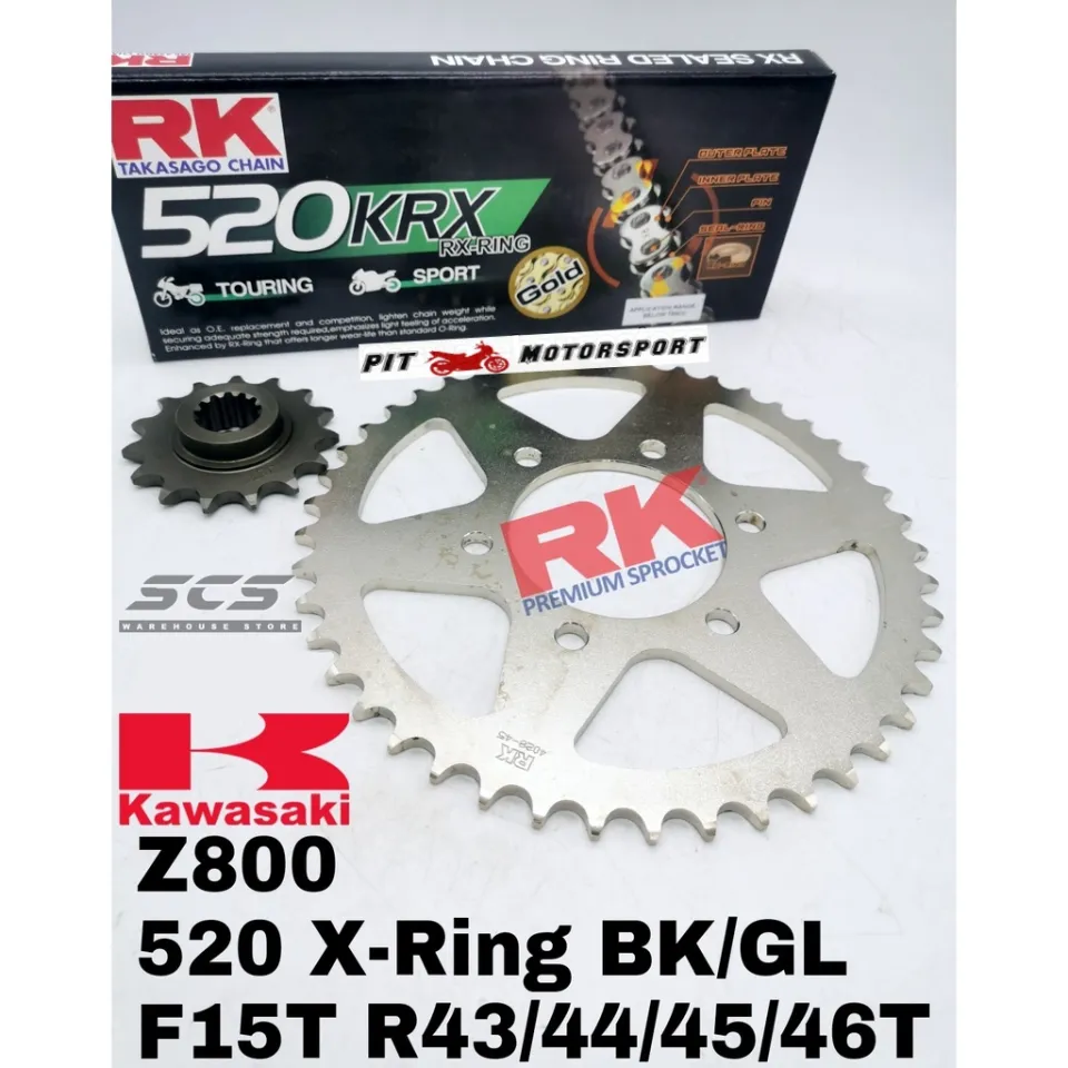 RK Sprocket Set Kawasaki Z800 RK 520 KRX X-Ring Black / Gold Chain