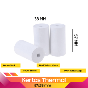 Kertas Thermal 58mm 57x38 ( Isi 5 roll ) - Kertas Struk Mobile Printer Kertas Printer Thermal Roll