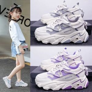 GAMGAAN รองเท้านักเรียนหญิง ธรรมดา ผู้หญิงรองเท้ากีฬา ฤดูใบไม้ผลิและฤดูหนาวรูปแบบใหม่ของเด็กผู้ชายสุทธิหนังรองเท้ากันน้ำพ่อรองเท้า