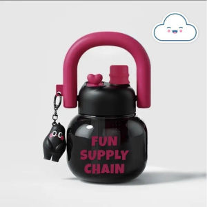 800ml Large Capacity Straw Cup Plastic Water Bottle Double Drinking Mouth Cute Tumbler With Handle