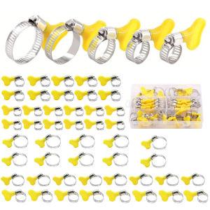 Professional 48-Piece Hose and Pipe Clamp Set with Thumb Screw for Plumbing Fuel Lines and Automotive Use