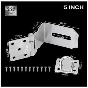 3/4/5Inch Right Angle 90° Padlock Hasp Locking Latch Stainless Steel Safety Barn Door Latches Hasp