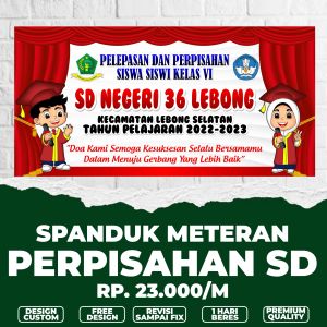 Spanduk perpisahan dan pelepasan wisuda / banner perpisahan wisuda / banner spanduk meteran custom