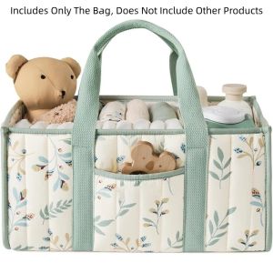FGJEB Floral Beige Baby Diaper Organizer Multi-Pocket Large Capacity Foldable Mommy Bag Hospital Bag Portable Diaper Storage Bag Baby Shower Gift