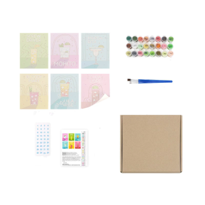 6ชิ้นผ้าลินินพิมพ์ตัวเลขชุดภาพเขียนศิลปะรวมพู่กันแต่งเล็บอะคริลิกหลากสีสำหรับผู้เริ่มต้นผู้ใหญ่เด็ก